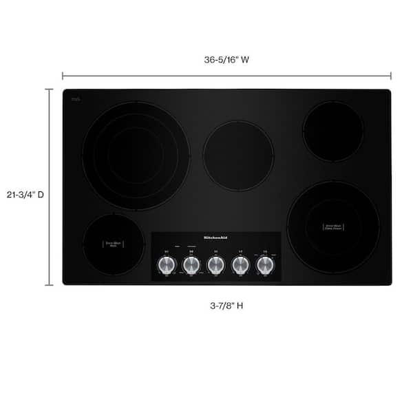 36 in. Radiant Electric Cooktop in Black with 5 Burner Elements and Knob Controls