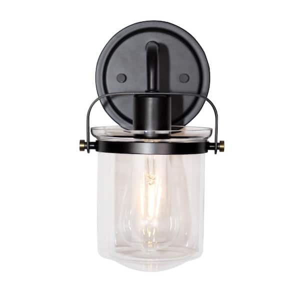 Designers Fountain - Jaxon 6 in. 1-Light Oil Rubbed Bronze Industrial Wall Sconce with Clear Glass Shade