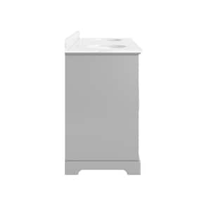 Washington 60 in. W x 21.5 in. D x 35 in. H Double Sink Freestanding Bath Vanity in Gray with White Carrara Marble Top