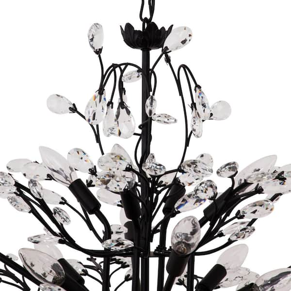 Maxax Chicago 12-Light Black Metal Branch Chandelier with Crystal  Decoration 19218-12BK - The Home Depot