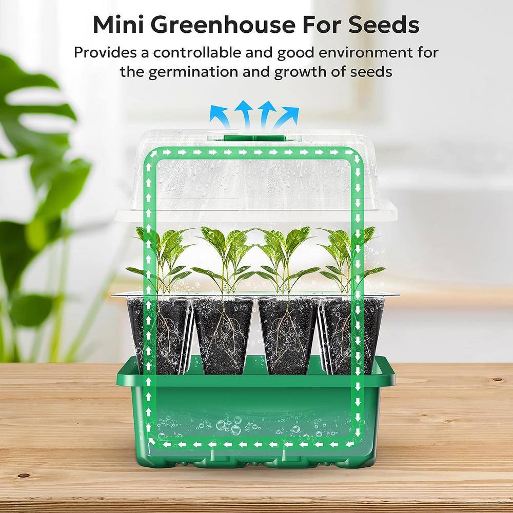 Green Plastic Seed Starter Tray Kit with Humidity Dome
