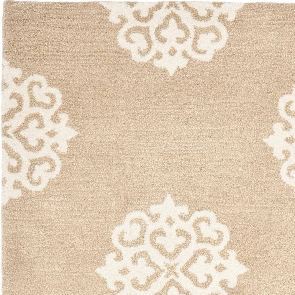 Beige and Ivory Tufted Wool and Viscose 9' x 12' Area Rug