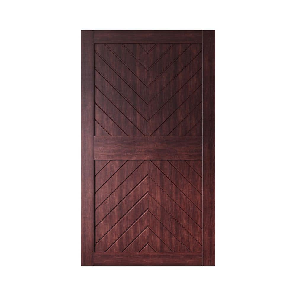 JT4 42 in. x 84 in. C-Panel Solid Core Red Mahogany Fishbone Design Pine Wood Interior Sliding Barn Door Slab price history on PriceWatchPro
