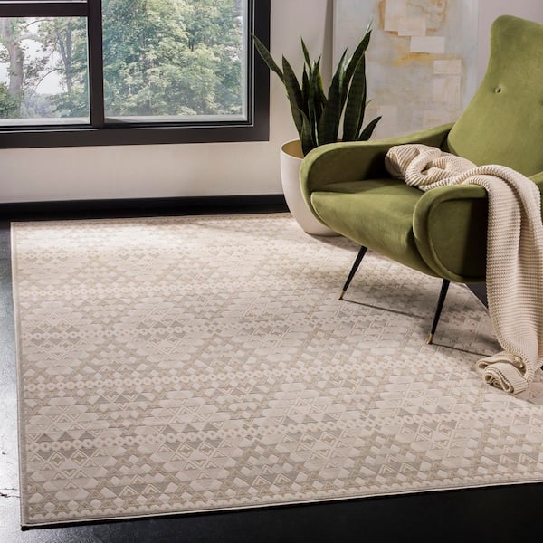 Noble 4 ft. x 6 ft. Light Beige/Cream Diamond Geometric Area Rug