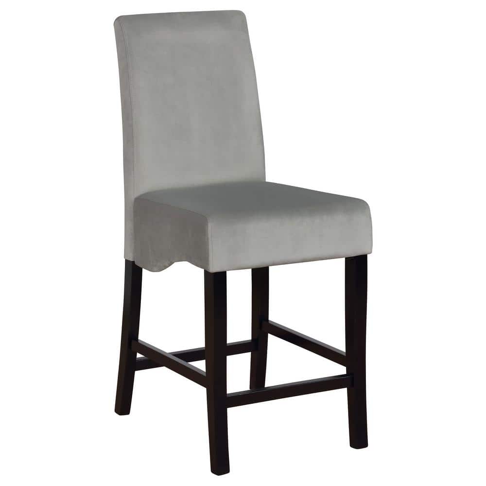 Flared Back Upholstered Counter Height Chairs in Gray and Black