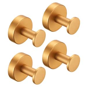 NestPro 4-Pieces Wall Mounted J-Hook Round Bathroom Robe/Towel Hook in Brushed Gold