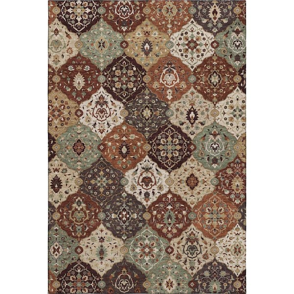 Mayfield Premium Machine Washable Abstract AMF2292 Paprika 3 ft. x 5 ft. Area Rug