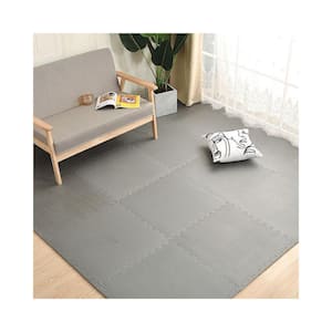 Black 24 in. W x 24 in. L x 0.47 in. Thick EVA Interlocking Foam Floor Mat Exercise Flooring 6 Tiles\Case 24 sq. ft.