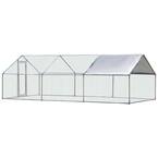 Large Silver Galvanized Chicken Coop Cage Walk-in Poultry 0.005-Acre In-Ground with UV and Water Resistant Cover