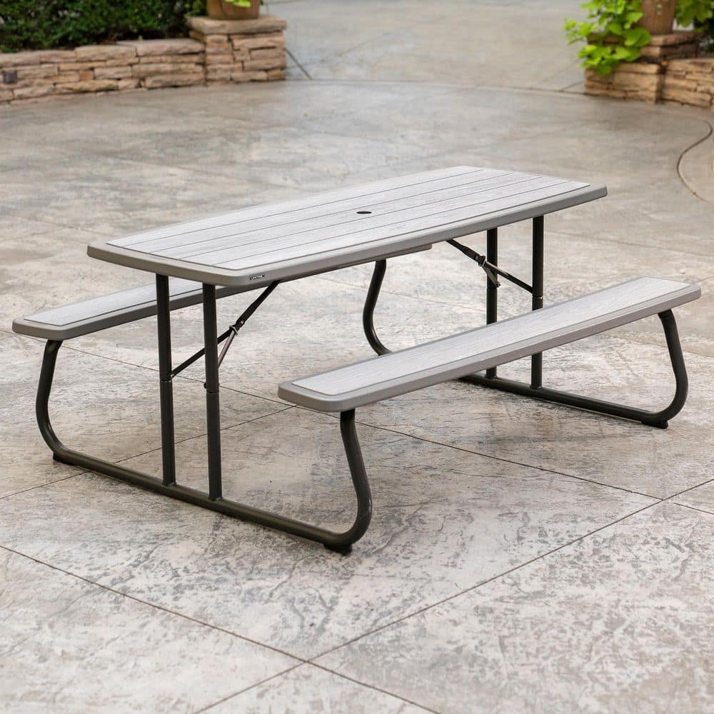 Lifetime 72 in. Bronze Sand Rectangle Steel Frame Picnic Table in