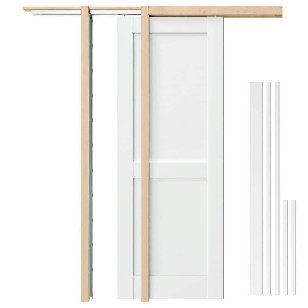 24 in. x 80 in. 2-Panel Primed Wood Pocket Door Slab with Door Frame Kit, Jamb and Header, Sliding Dutch Door price history on PriceWatchPro