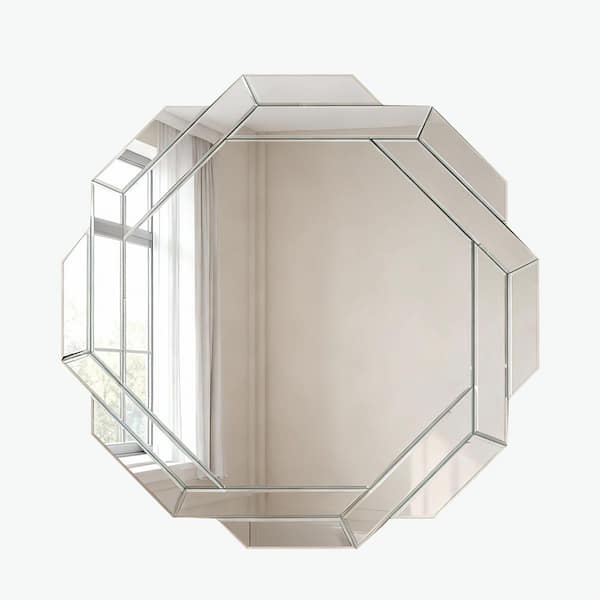 30 in. W x 30 in. H Octagonal Silver Mirror Beveled Edge Frameless Wall Mirror Decorative Mirror Bathroom Vanity Mirror