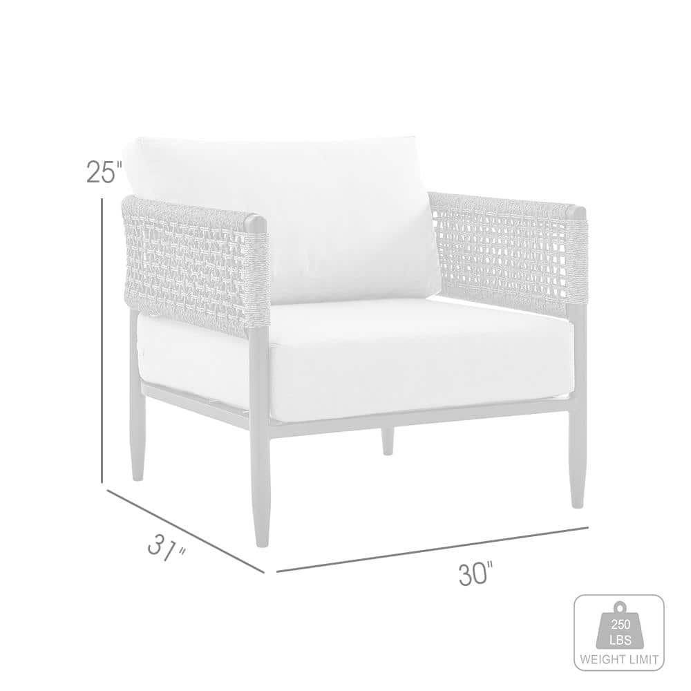 Alegria Black Aluminum and Rope Outdoor Chair with Gray Cushions