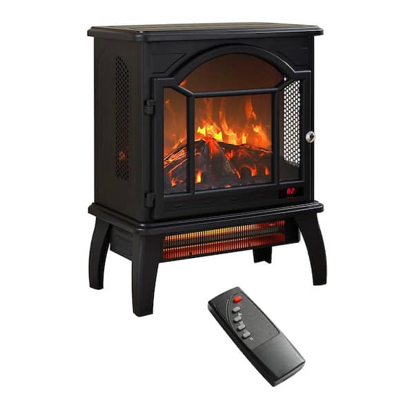 Edendirect 18 in. Freestanding Infrared Electric Fireplace with remote control in Black