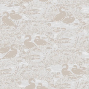 Swans Dove Grey Metallic Non Woven Removable Paste The Wall Wallpaper Sample