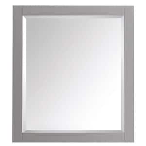 Transitional 28 in. W x 32 in. H Framed Rectangular Beveled Edge Bathroom Vanity Mirror in Chilled Gray