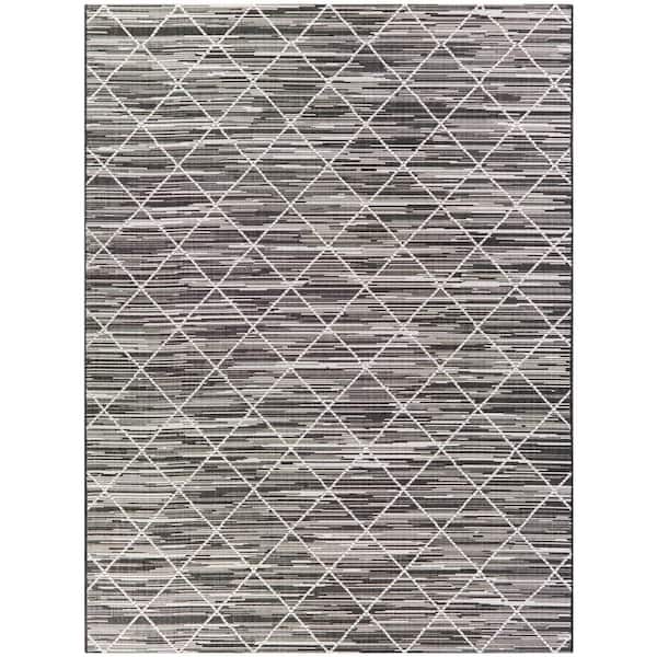 Hampton Bay Black 5 x 7 Trellis Indoor/Outdoor Area Rug