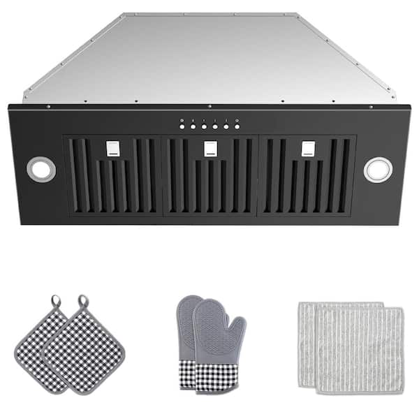 36 in. 900 CFM Convertible Insert Range Hood with Low Noise, Long-term Warranty, 4-Speed Control, Lights in Black