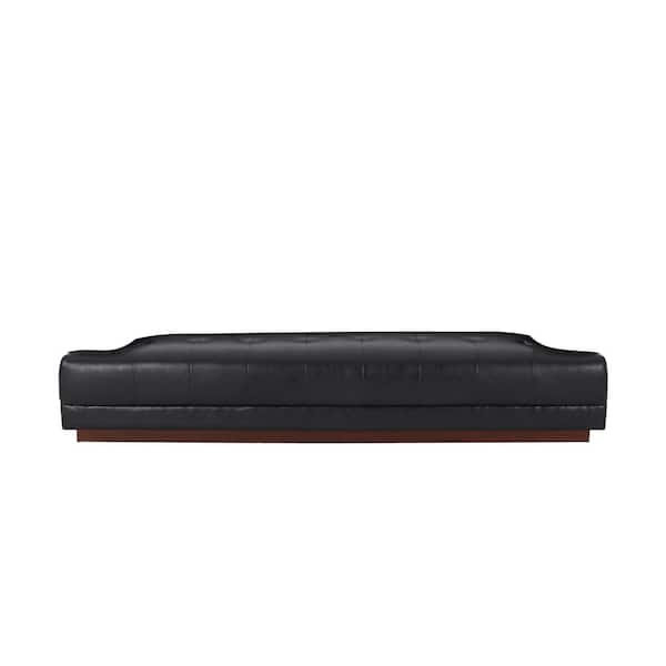 Noble House McCardell 80.75 in Armless Faux Leather Rectangle 3-Seat Sofa Seat Base Only in. Midnight Black