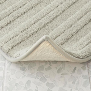 Memory Foam Gray Striped 2-Piece Bath Rug Set