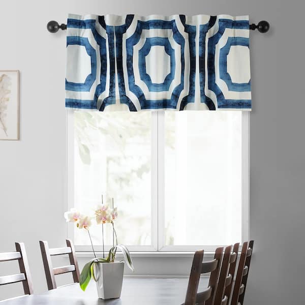 Teamson Kids Mecca Blue Printed Cotton Rod Pocket Window Valance - 50 in. W  x 19 in. L (1 Panel) PRTW-VLD23B-19 - The Home Depot