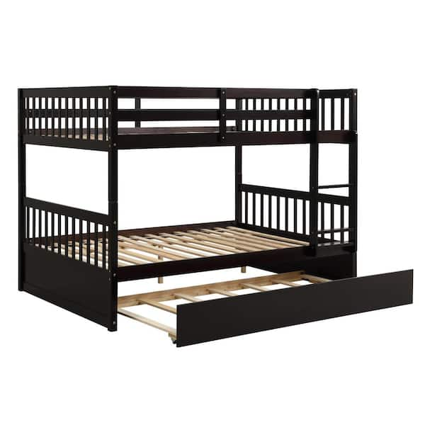  Harper & Bright Designs Twin Over King with Trundle [bunk bed]s  Twin Over Twin Pull-Out bunk beds, Solid Wood, No Box Spring Needed  (Espresso) : Home & Kitchen