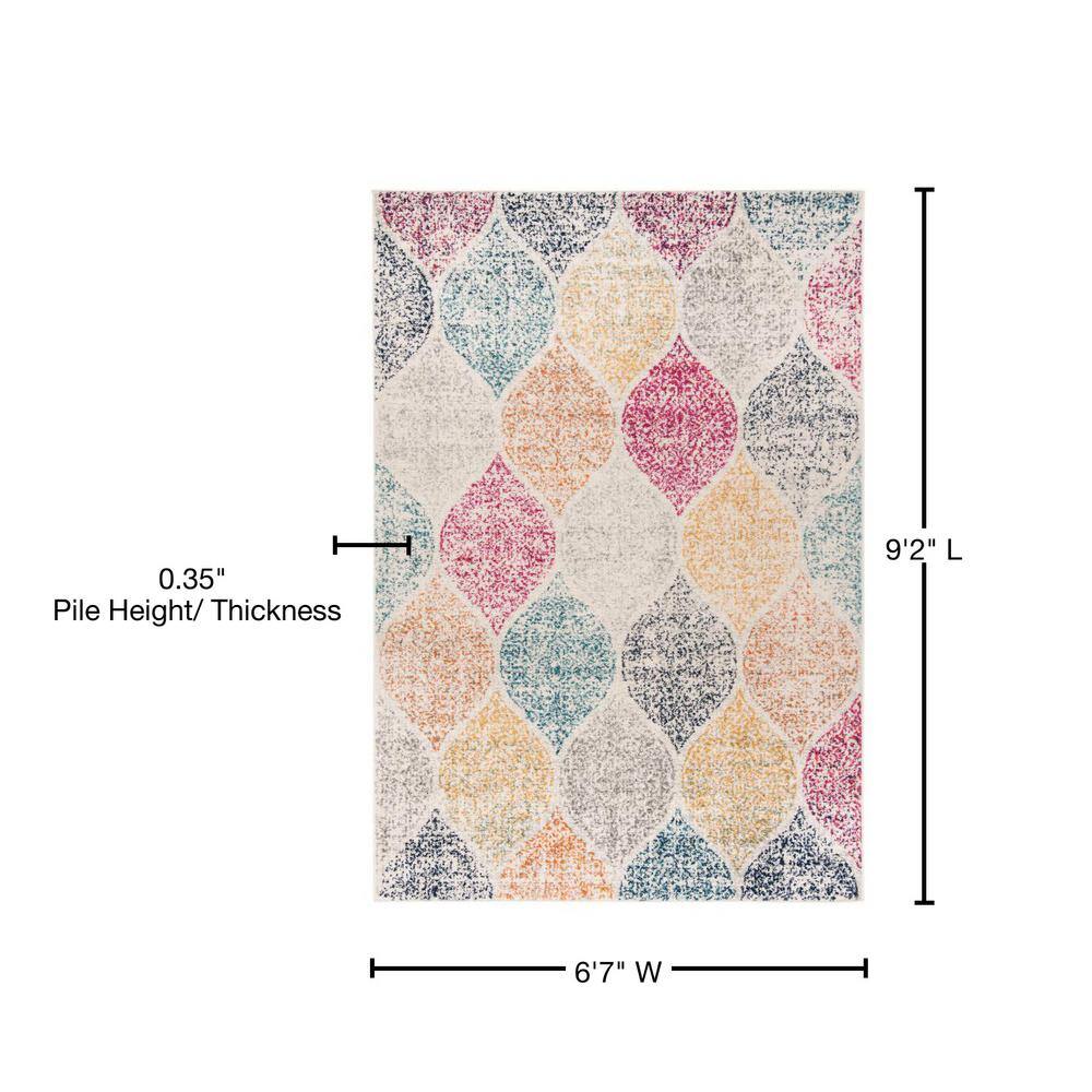 Multicolor Geometric Pattern Synthetic Round Rug