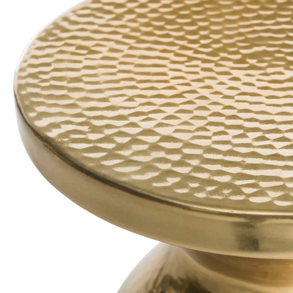 Transitional 12'' Gold Hammered Metal Round Accent Table