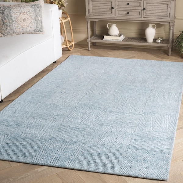 Soho 8 ft. x 10 ft. Light Blue Geometric Zig-Zag Striped Area Rug