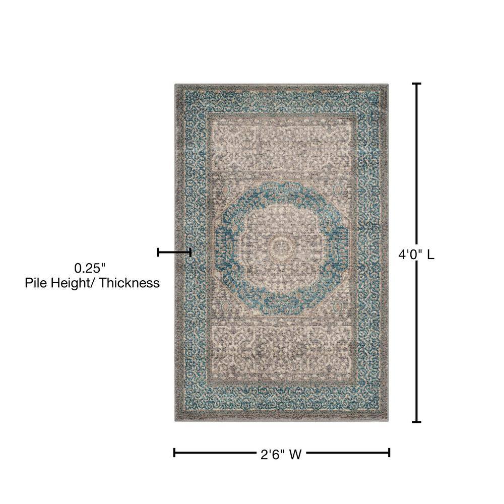 Elegant Gray Synthetic Hand-Knotted 30" Rectangular Area Rug