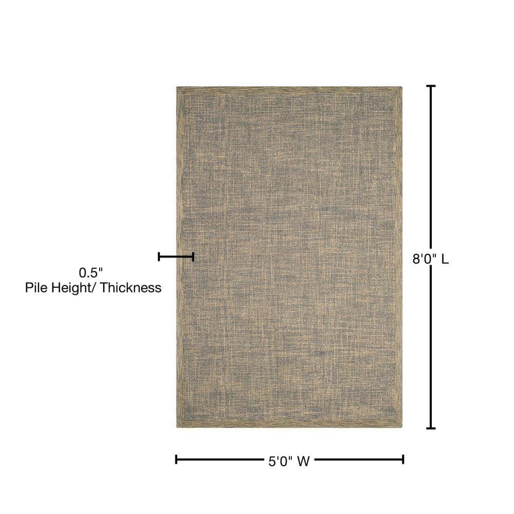 Gold and Grey Abstract Handmade Wool Area Rug