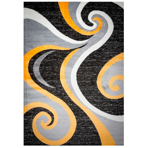 MSRUGS Berinda Gray/Yellow 8 ft. x 10 ft. Polypropylene Area Rug