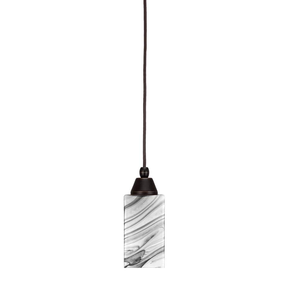 Bryson 3.5 in. 1-Light Dark Granite Cord Pendant Light with 3.5 in. Onyx Sw