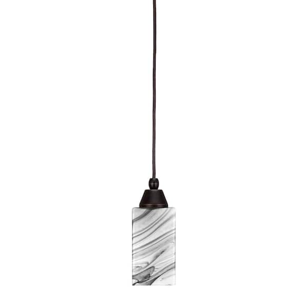 Unbranded Bryson 3.5 in. 1-Light Dark Granite Cord Pendant Light with 3.5 in. Onyx Swirl Glass Shade, no bulb included