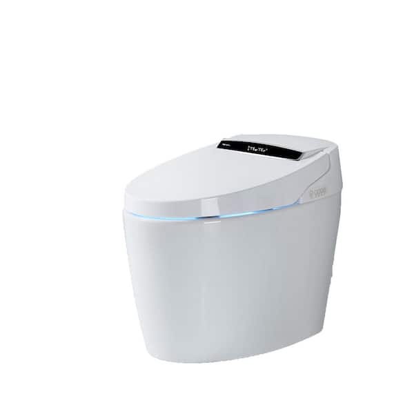 1-Piece 1.28 GPF Single Flush Elongated Smart Bidet Toilet with Bidet Seat Auto Open and Close Warm Water and Dry White
