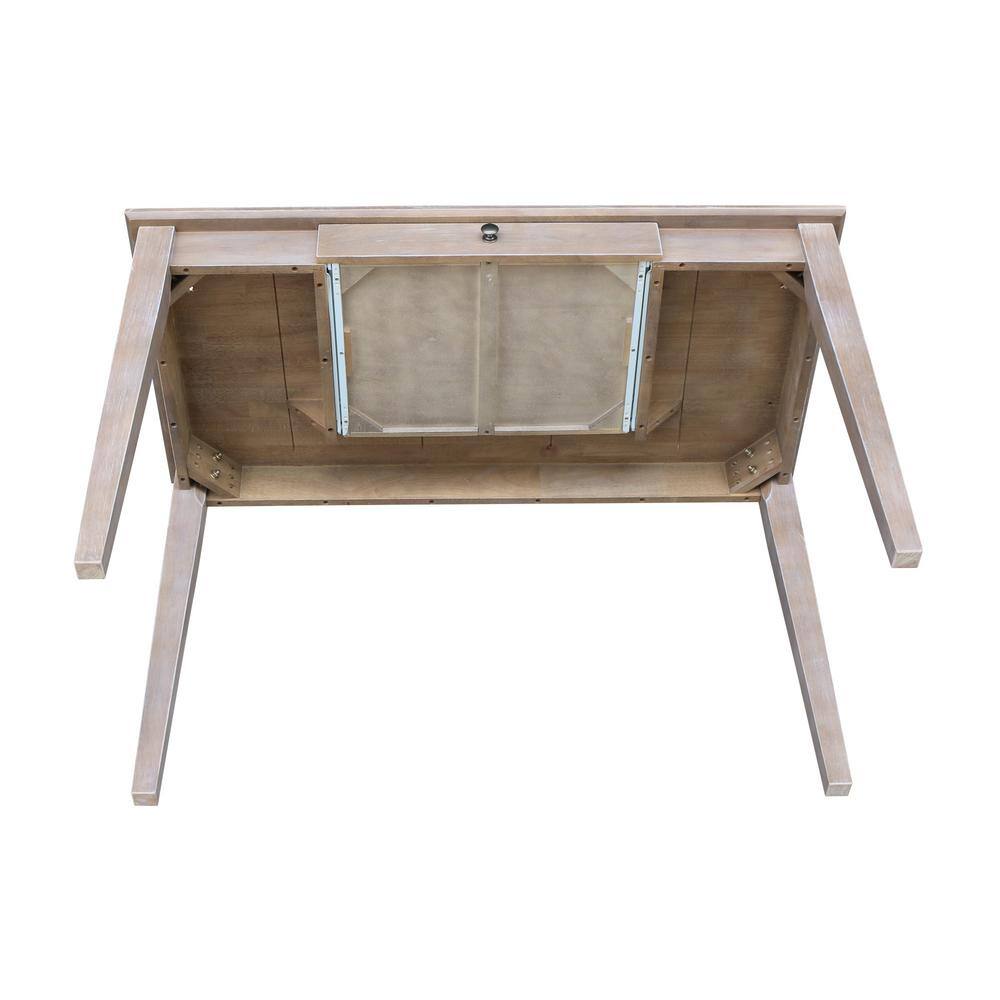 Transitional Solid Hardwood Home Office Desk with Drawer in Washed Gray Taupe