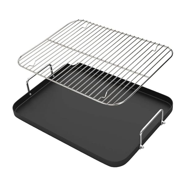 Nonstick Double Burner Griddle Pan Black Steel Heavy-Duty Nonstick Coating Oven Safe for Gas Electric Induction Set
