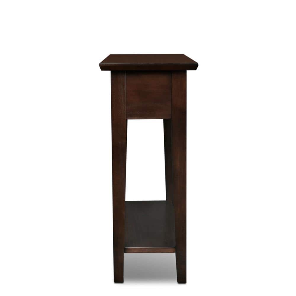 Chocolate Oak Round Side Table with Glass Top