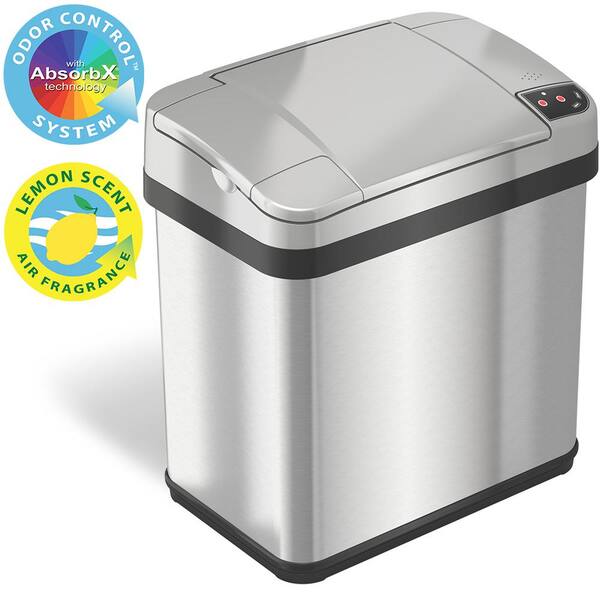 iTouchless 2.5 Gallon Sensor Garbage Can with AbsorbX Odor Filter and Fragrance, 