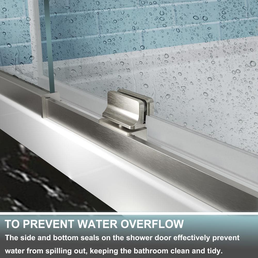 42 in. Brushed Nickel Semi-Frameless Pivot Shower Door