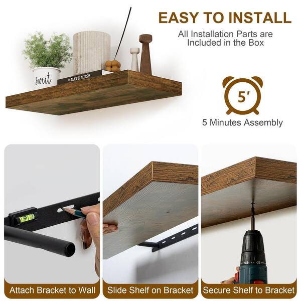 36 in. W x 8 in. D Floating Decorative Wall Shelf Set of 2 TG0152