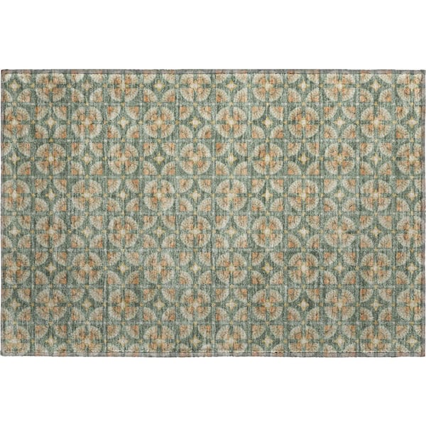 Mayfield Premium Machine Washable Abstract AMF2552 Basil 2 ft. x 3 ft. Accent Rug