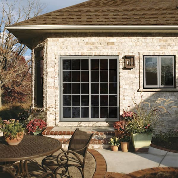 72 in. x 80 in. V-2500 Desert Sand Vinyl Left-Hand 15 Lite Sliding Patio Door