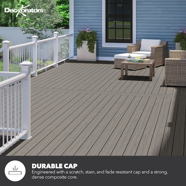 Venture 1 in. x 6 in. x 16 ft. Saltwater Gray Grooved Edge Composite Deck Board