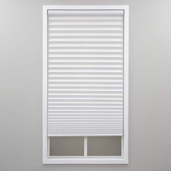 White Cordless Light Filtering Polyester Fabric Pleated Shade - 70 in. W x 64 in. L