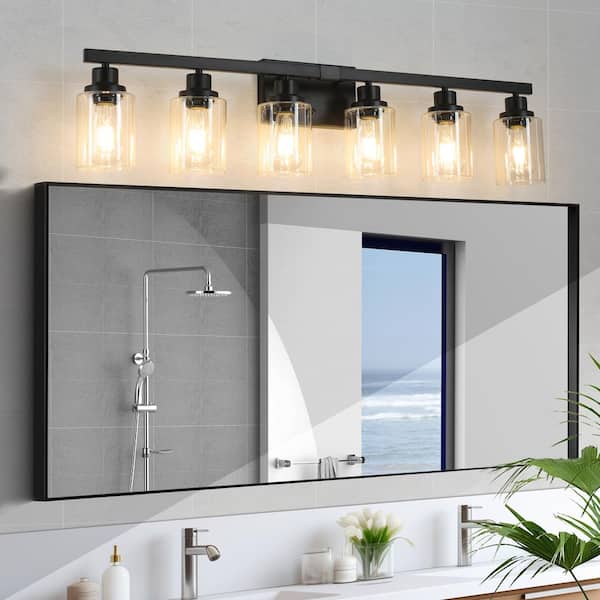 36 in. 6-Light Black Vanity Lights Fixture with No Bulbs Included