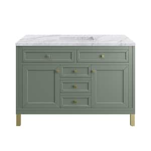 Chicago 48.0 in. W x 23.5 in. D x 34 in. H Bathroom Vanity in Smokey Celadon with Carrara Marble Marble Top