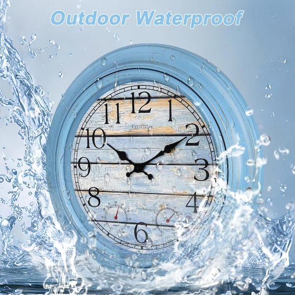 18 in. Indoor Outdoor Wall Clock with Thermometer and Humidity