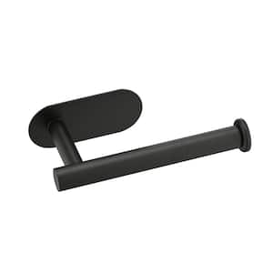 Wall-Mount Single Post Toilet Paper Holder Stainless Steel Adhesive Toilet Roll Holder no Drilling in Matte Black