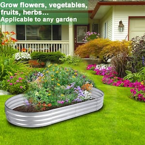 8 ft. L x 4 ft. W x 1 ft. H Outdoor Galvanized Steel Oval Raised Garden Bed Kit, Planter Box (2-Pack)